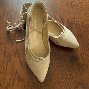 Chinese Laundry suede texture flats with ankle wraps